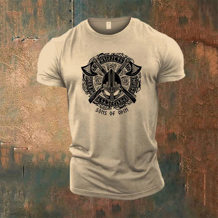 WorldNorse Wikinger Axt Söhne Odins T-Shirt - Beige - US/UK/AU50，EU60 (5XL) - image 0