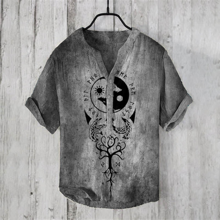 WorldNorse Viking Yggdrasil Vegvisir Valknut Freizeithemd - US/UK/AU50，EU60 (5XL) - image 0