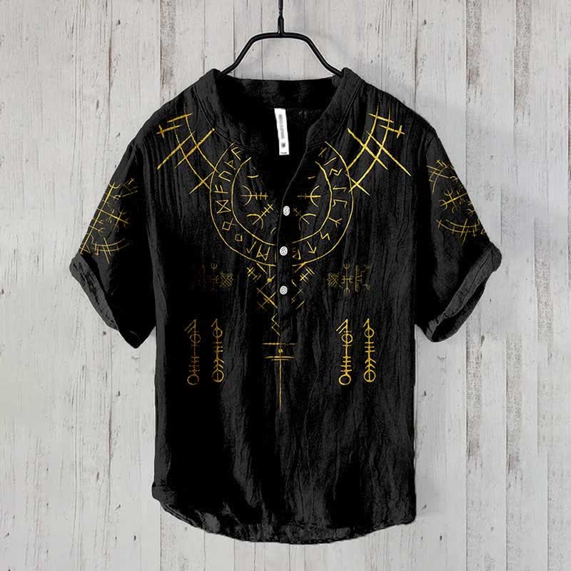 WorldNorse Wikinger Helm der Ehrfurcht Rune Freizeithemd - Schwarz - US/UK/AU50，EU60 (5XL) - image 1