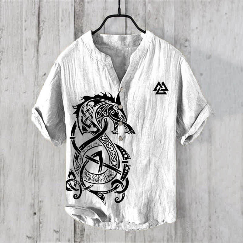 WorldNorse Wikinger Nordischer Drache Keltischer Knoten Valknut Freizeithemd - US/UK/AU50，EU60 (5XL) - image 1