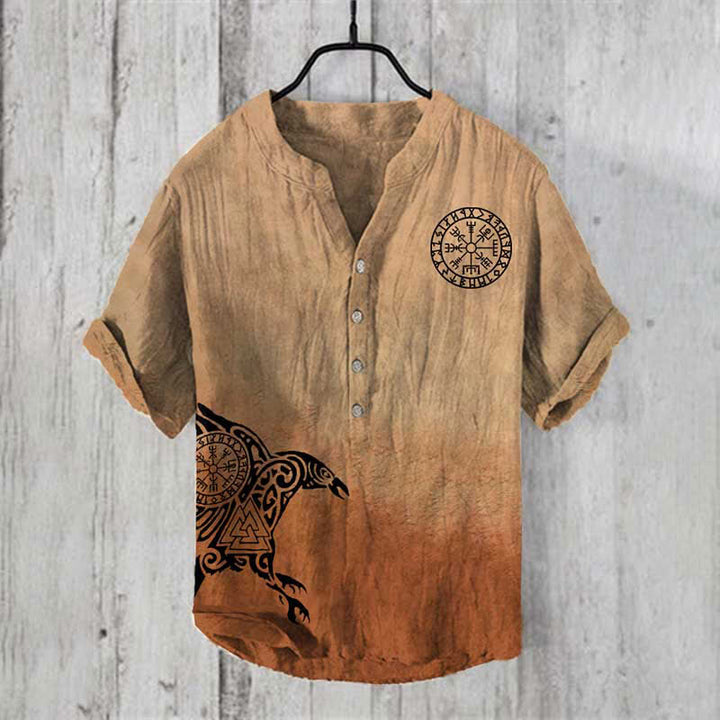 WorldNorse Wikinger Raven Vegvisir Valknut Freizeithemd - US/UK/AU50，EU60 (5XL) - image 0