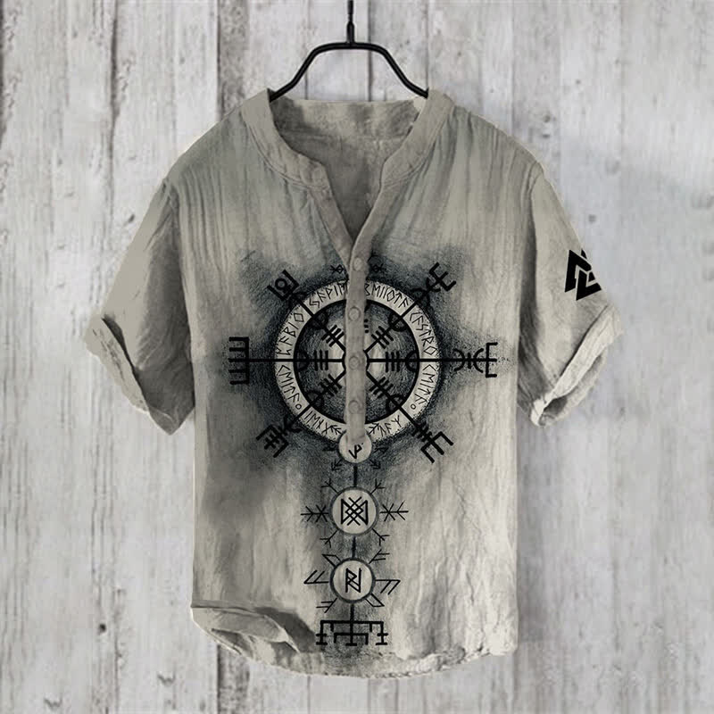WorldNorse Wikinger Vegvisir Valknut Freizeithemd - US/UK/AU50，EU60 (5XL) - image 0