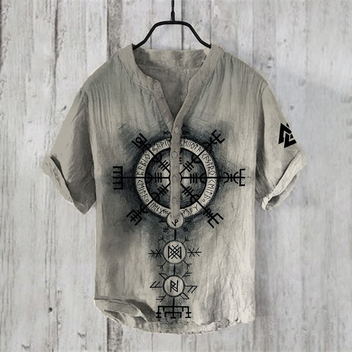 WorldNorse Wikinger Vegvisir Valknut Freizeithemd - US/UK/AU50，EU60 (5XL) - image 0