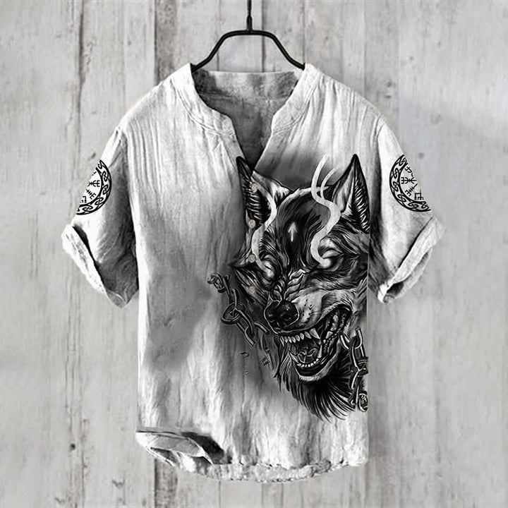 WorldNorse Wikingerwölfe Yggdrasil Keltischer Knoten Freizeithemd - US/UK/AU50，EU60 (5XL) - image 0
