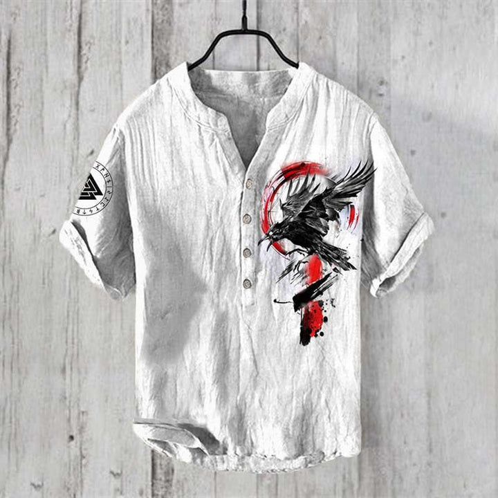 WorldNorse Wikinger Raven Valknut Rune Freizeithemd - US/UK/AU50，EU60 (5XL) - image 0