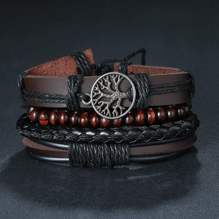 WorldNorse Baum des Lebens handgefertigtes Lederarmband