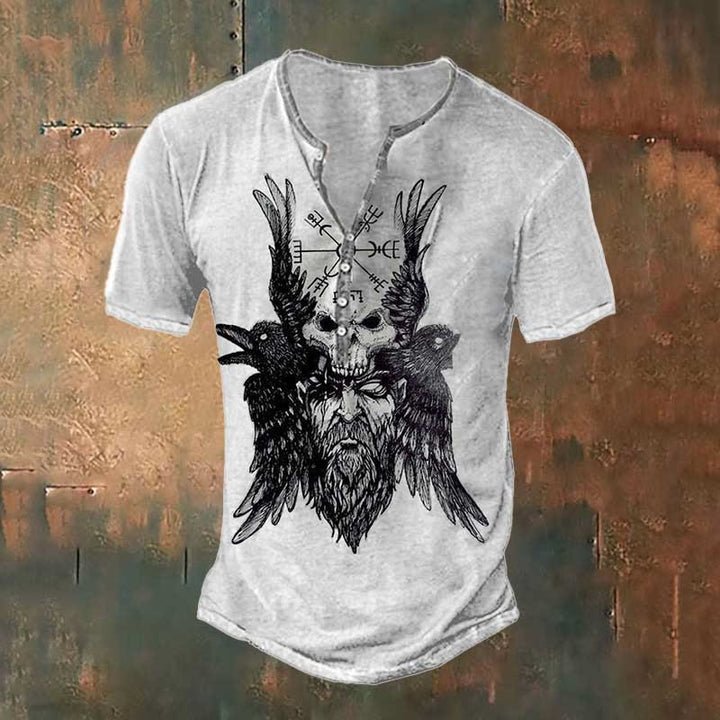WorldNorse Odins Raben Vegvisir Totenkopf T-Shirt - Weiß - US/UK/AU50，EU60 (5XL) - image 1