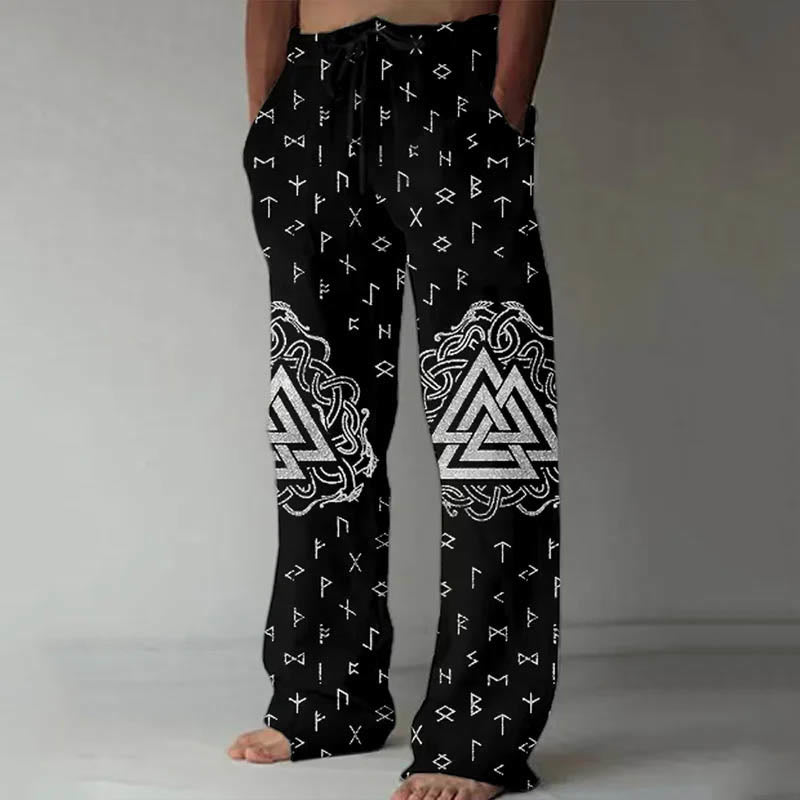 WorldNorse Viking Runes Graphic Kordelzug Freizeithose - Schwarz - US/UK/AU52，EU62 (6XL) - image 0