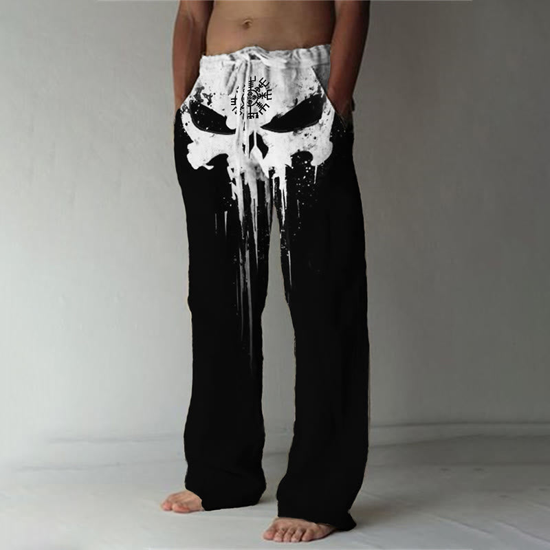 WorldNorse Viking Vegvisir Totenkopf Graffiti Kordelzug Freizeithose - US/UK/AU52，EU62 (6XL) - image 1