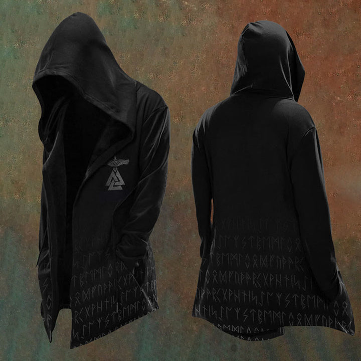 WorldNorse Raven Valknut Rune Kapuzenjacke