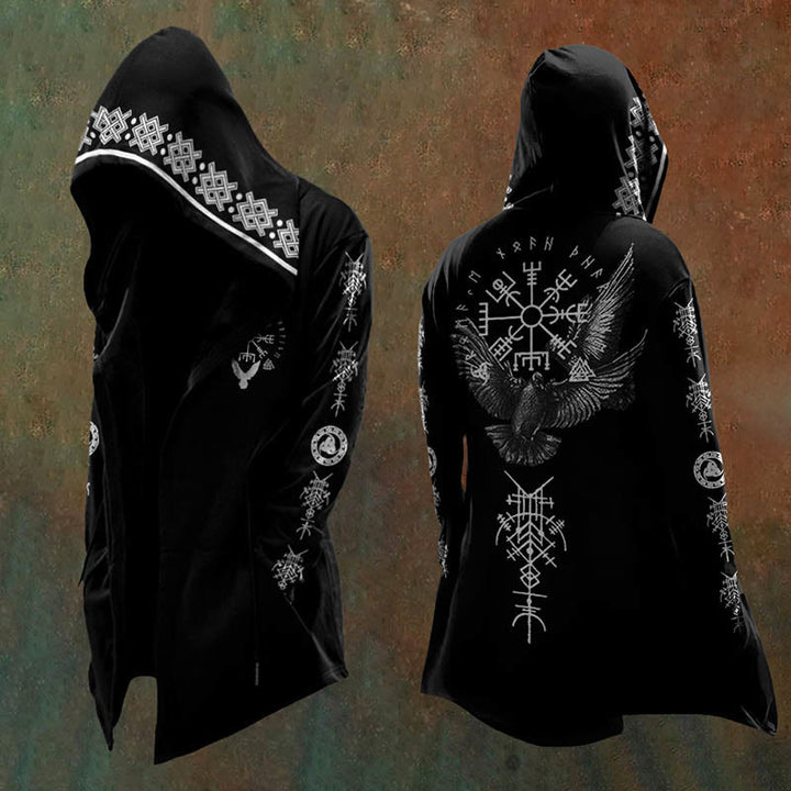 WorldNorse Dreifaches Horn von Odin Vegvisir Kapuzenjacke