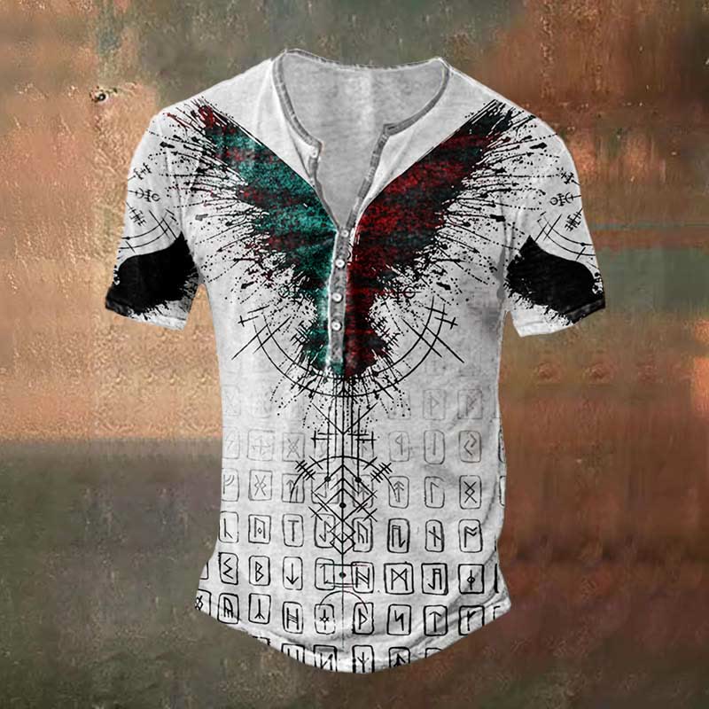 WorldNorse Wikinger-T Vegvisir mit Rune Raven -Print - US/UK/AU50，EU60 (5XL) - image 0