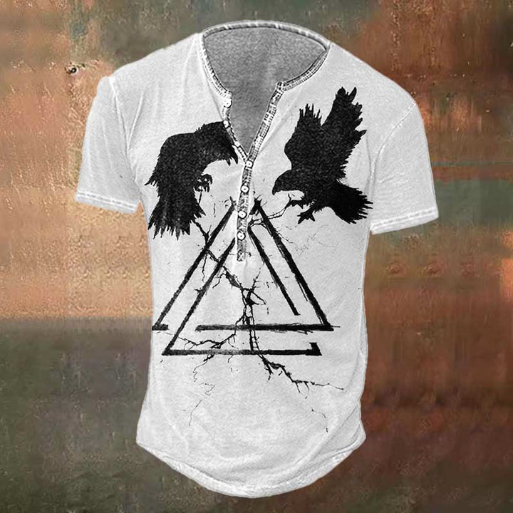 WorldNorse Wikinger Valknut Raven -Print T-Shirt