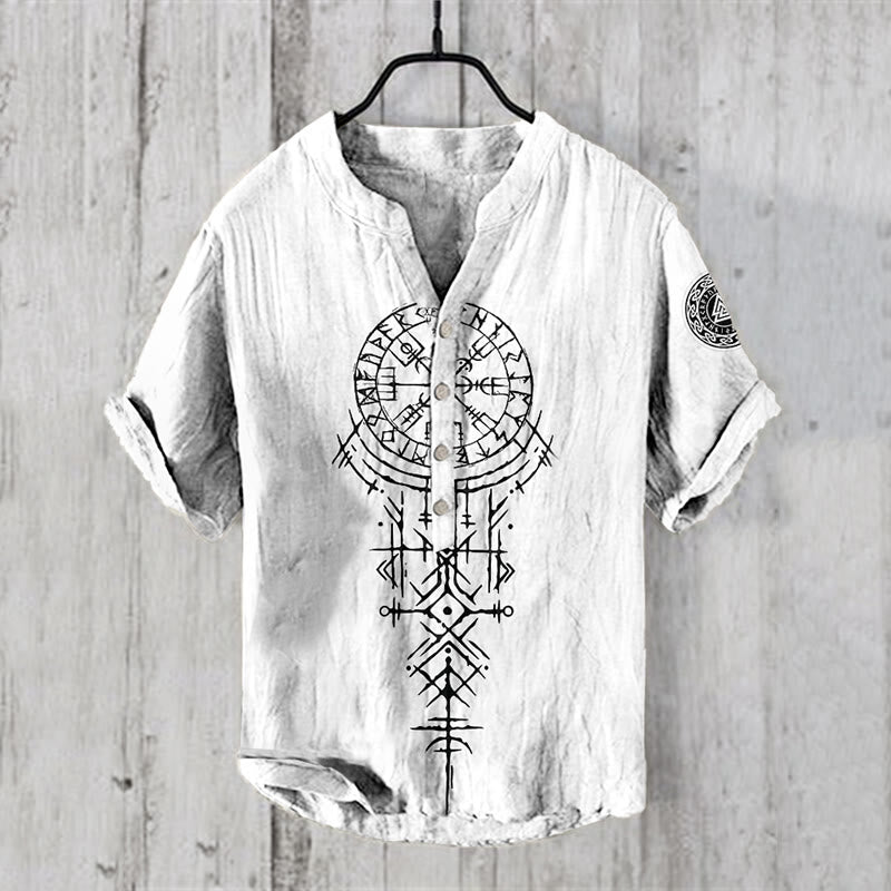 WorldNorse Wikinger Vegvisir Valknut Keltischer Knoten Freizeithemd - US/UK/AU50，EU60 (5XL) - image 1