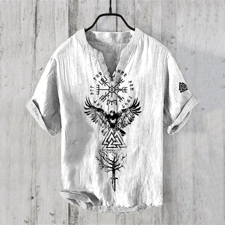WorldNorse Viking Vegvisir Valknut Yggdrasil Raven Freizeithemd - US/UK/AU50，EU60 (5XL) - image 1
