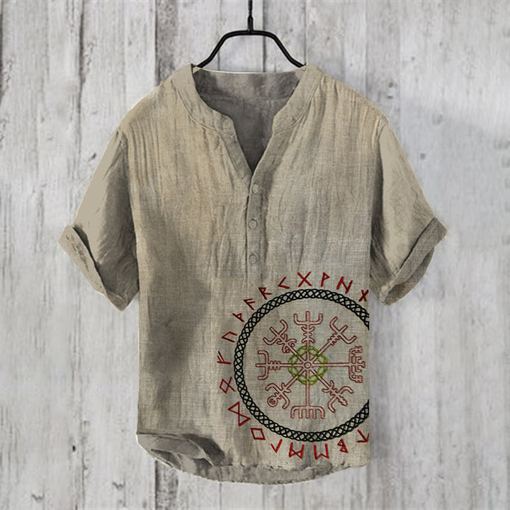WorldNorse Wikinger Vegvisir Rune Keltischer Knoten Freizeithemd - US/UK/AU50，EU60 (5XL) - image 0