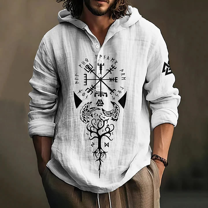 WorldNorse Vegvisir Valknut Yggdrasil Kapuzenshirt - Weiß - US/UK/AU50，EU60 (5XL) - image 0