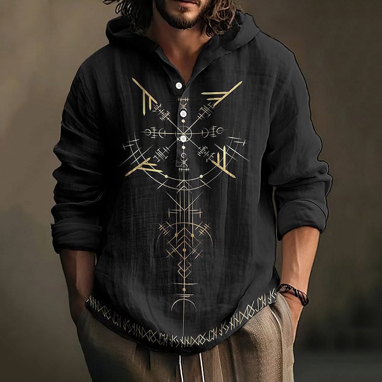 WorldNorse Vegvisir Kompass Kapuzenshirt - US/UK/AU50，EU60 (5XL) - image 0