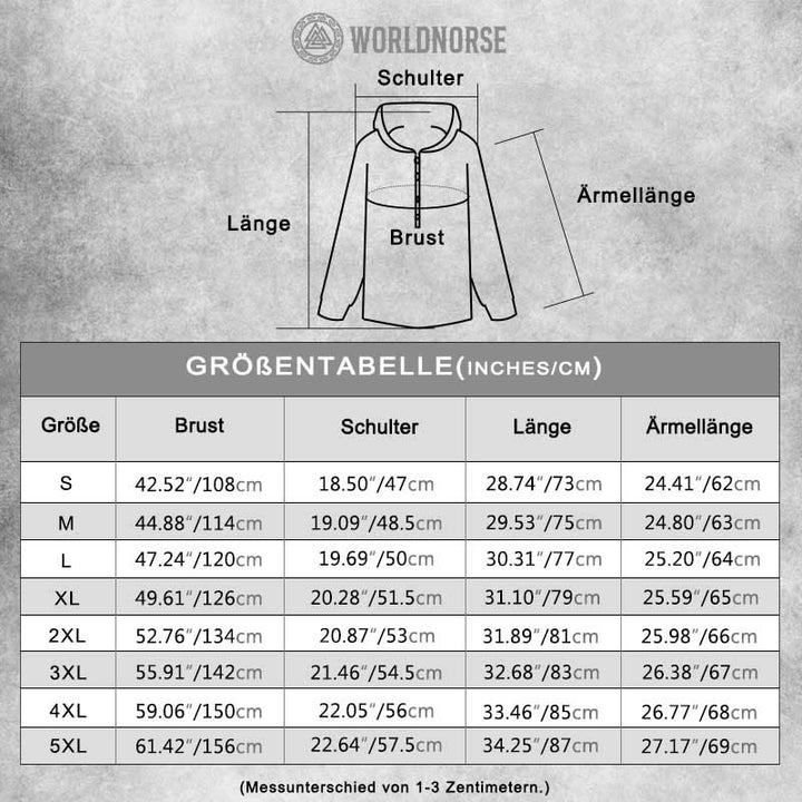 WorldNorse Vegvisir Valknut Yggdrasil Kapuzenshirt