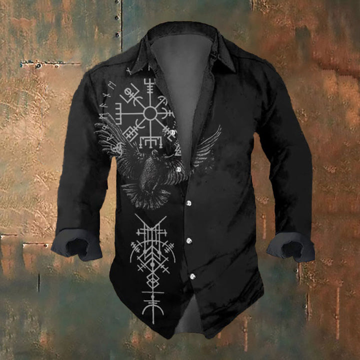 WorldNorse Viking Vegvisir Rune Raven Langarmshirt
