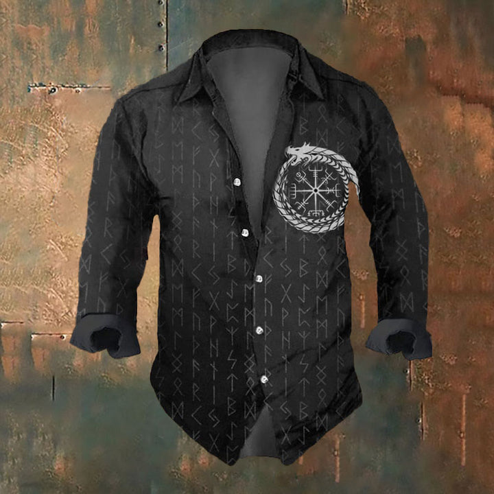 WorldNorse Wikinger Vegvisir Jormungandr Rune Langarmshirt