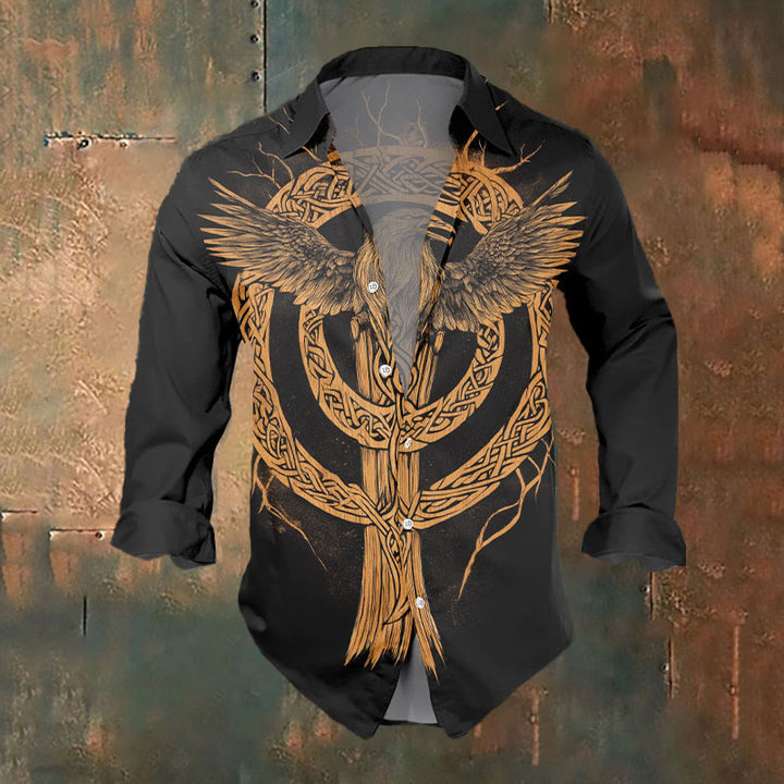 WorldNorse Wikinger Yggdrasil Raven Keltischer Knoten Langarmshirt