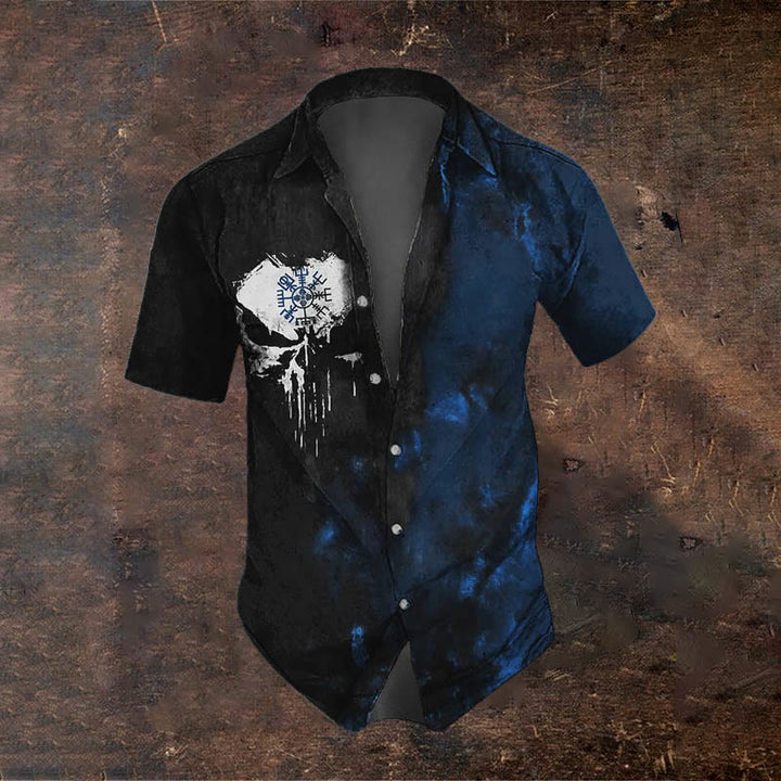 WorldNorse Vegvisir Graffiti Kurzarmhemd - Blau - US/UK/AU50，EU60 (5XL) - image 0