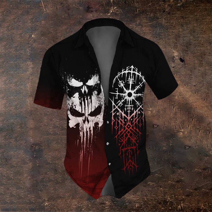 WorldNorse Vegvisir Skulls Bleeding Gradient Kurzarmhemd