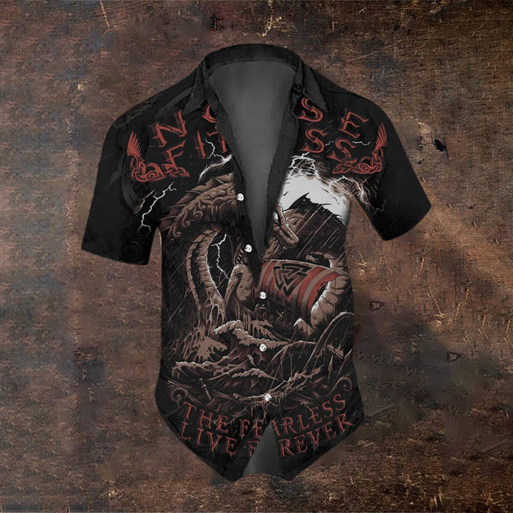 WorldNorse Nordischer Drache Valknut Kurzarmhemd - US/UK/AU50，EU60 (5XL) - image 0