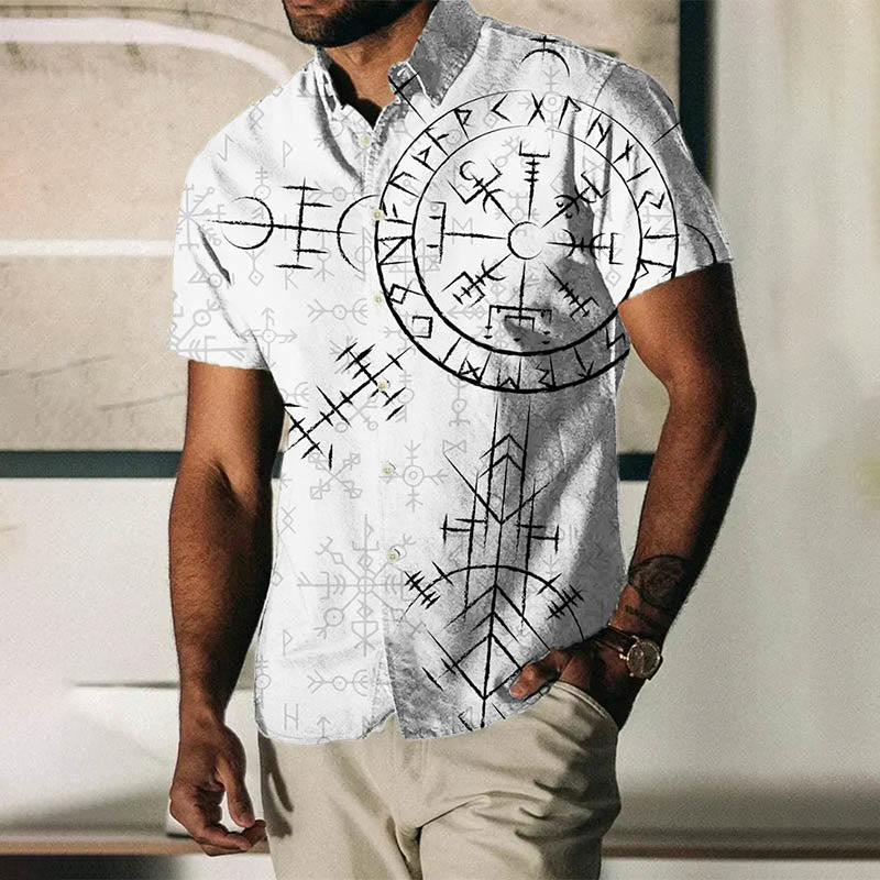 WorldNorse Compass Vegvisir Kurzarmhemd - Weiß - US/UK/AU50，EU60 (5XL) - image 0