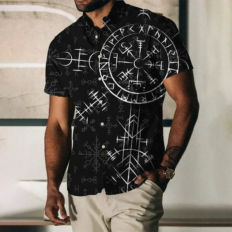 WorldNorse Compass Vegvisir Kurzarmhemd - Schwarz - US/UK/AU50，EU60 (5XL) - image 1