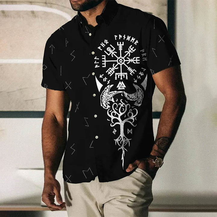 WorldNorse Runes Vegvisir Valknut Kurzarmhemd - US/UK/AU50，EU60 (5XL) - image 0
