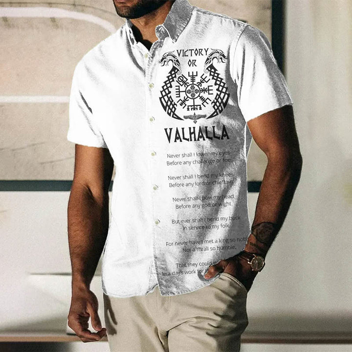 WorldNorse Viking Poem Victory Or Valhalla Kurzarmhemd - Weiß - US/UK/AU50，EU60 (5XL) - image 1