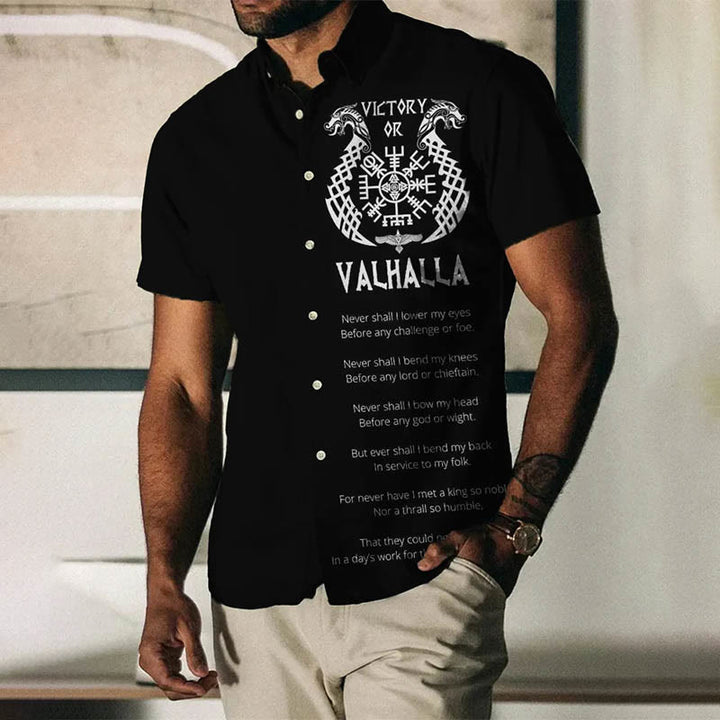 WorldNorse Viking Poem Victory Or Valhalla Kurzarmhemd - Schwarz - US/UK/AU50，EU60 (5XL) - image 0