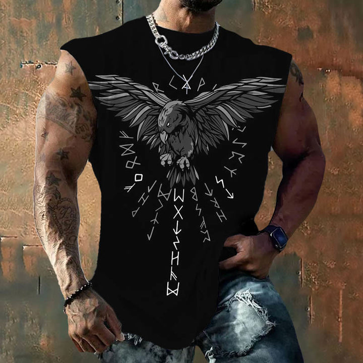 WorldNorse Viking Rune Raven Print Weste - US/UK/AU50，EU60 (5XL) - image 0