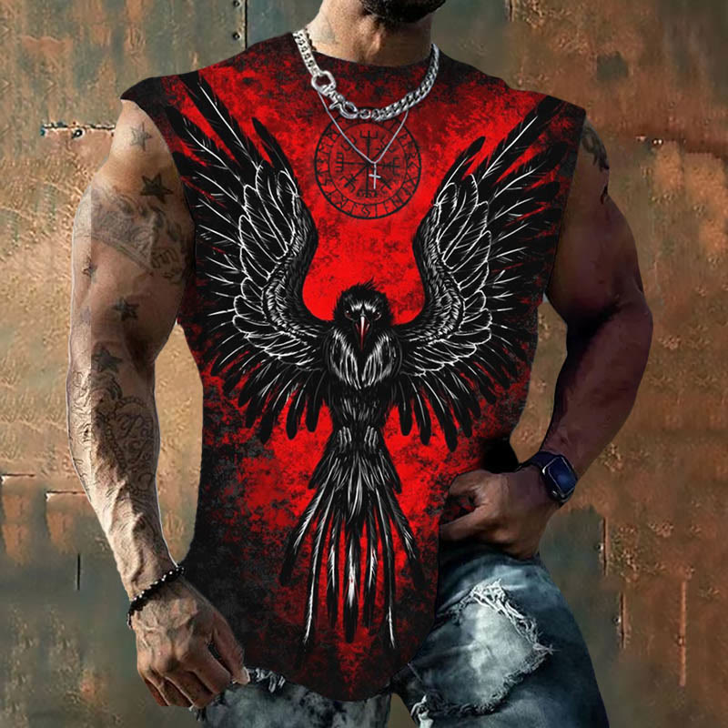 WorldNorse Viking Vegvisir Rune Raven Weste - Rot - US/UK/AU50，EU60 (5XL) - image 0