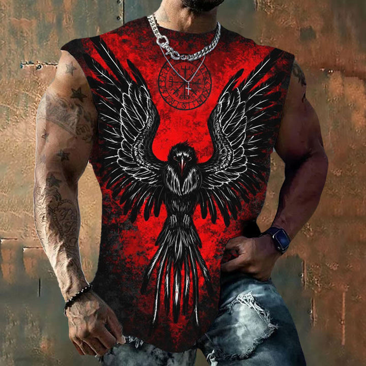 WorldNorse Viking Vegvisir Rune Raven Weste - Rot - US/UK/AU50，EU60 (5XL) - image 0