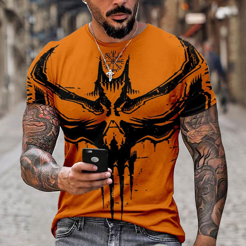 WorldNorse Vegvisir Raven Kurzes T-Shirt - Orange - US/UK/AU52，EU62 (6XL) - image 3