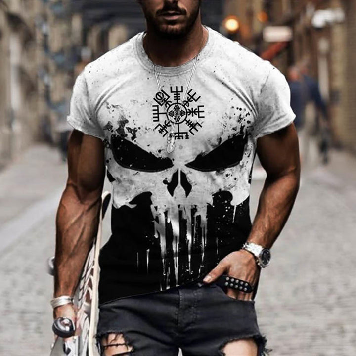 WorldNorse Valknut Vegvisir Totenkopf Kurzes T-Shirt