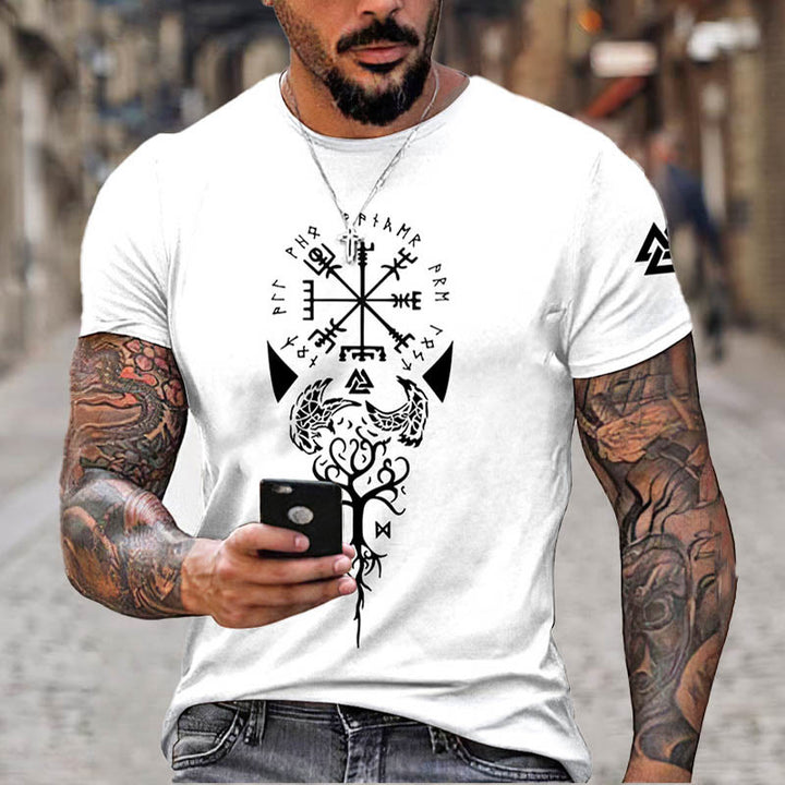 WorldNorse Yggdrasil Vegvisir Rune Raven Valknut Kurzes T-Shirt - Weiß - US/UK/AU52，EU62 (6XL) - image 4