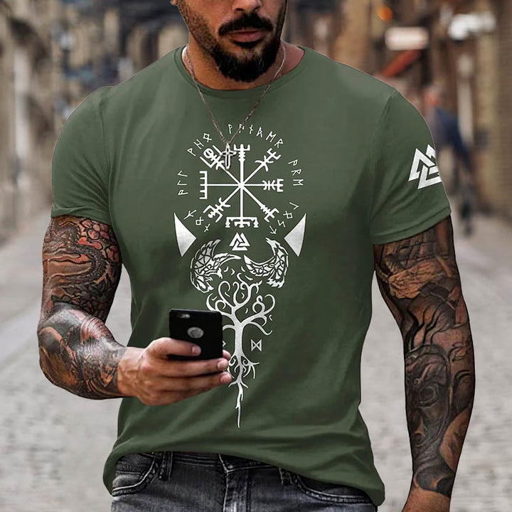 WorldNorse Yggdrasil Vegvisir Rune Raven Valknut Kurzes T-Shirt - Grün - US/UK/AU52，EU62 (6XL) - image 3