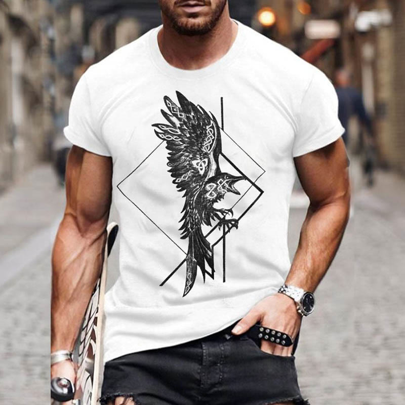 WorldNorse Raven Keltischer Knoten Triquetra Kurzes T-Shirt - US/UK/AU52，EU62 (6XL) - image 0