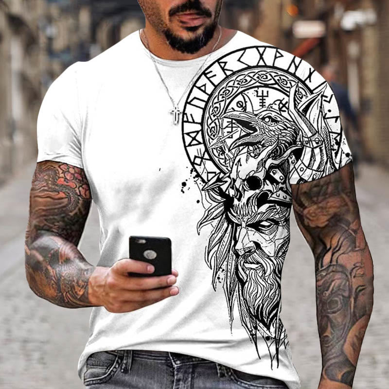 WorldNorse Vegvisir Rune Raven Keltischer Knoten Kurzes T-Shirt - US/UK/AU52，EU62 (6XL) - image 0