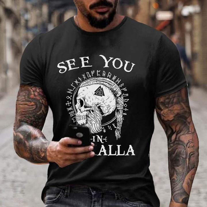 WorldNorse Rune Valknut Skull Kurzes T-Shirt