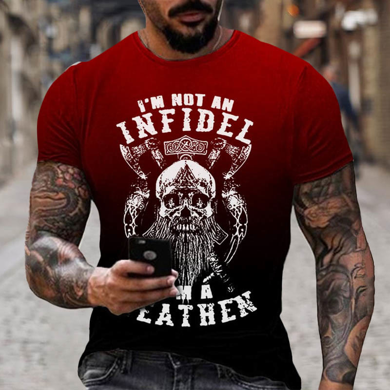 WorldNorse Valknut Wikinger Axt Mjölnir Totenkopf Kurzes T-Shirt - US/UK/AU52，EU62 (6XL) - image 0