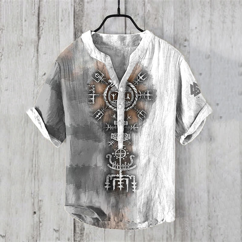 WorldNorse Ink Vegvisir Valknut Freizeithemd - US/UK/AU50，EU60 (5XL) - image 1
