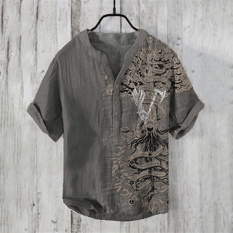WorldNorse Baum des Lebens Wikinger Axt Freizeithemd - US/UK/AU50，EU60 (5XL) - image 0