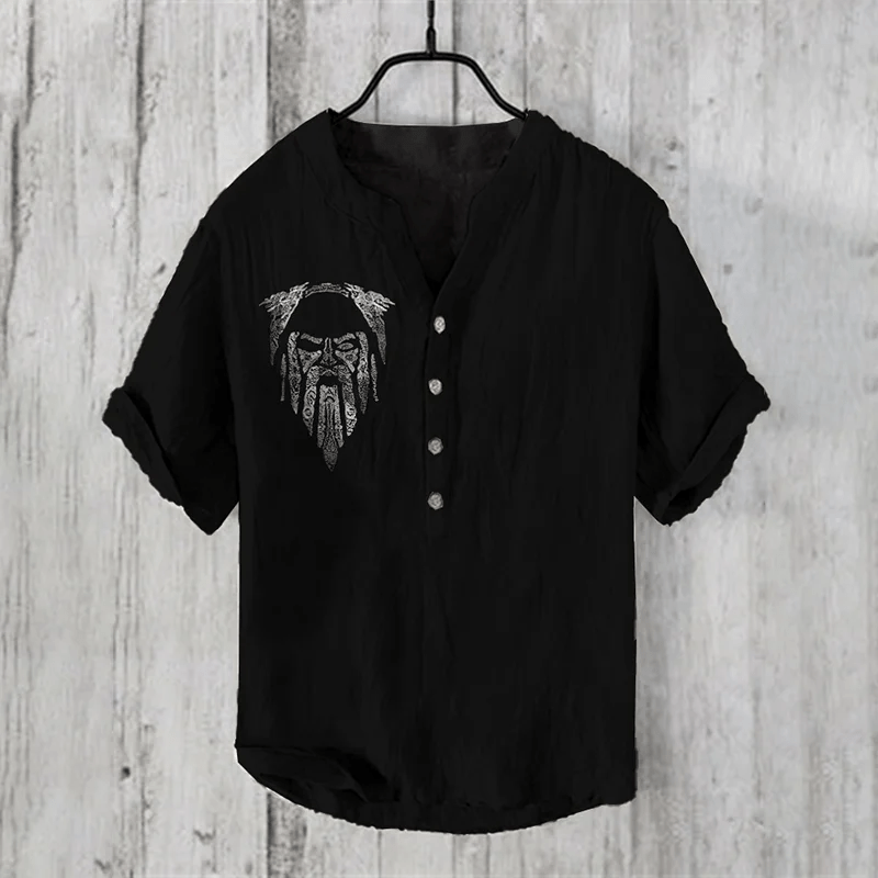 WorldNorse Wikinger Ragnar Lothbrok Krieger Freizeithemd - US/UK/AU50，EU60 (5XL) - image 0