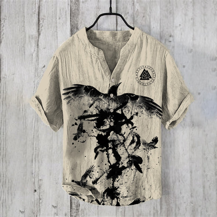 WorldNorse Aerie von Odin Raven Valknut Freizeithemd - US/UK/AU50，EU60 (5XL) - image 0