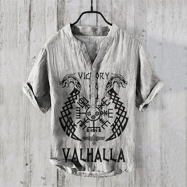 WorldNorse Victory Valhalla Nordischer Drache Freizeithemd - Grau - US/UK/AU50，EU60 (5XL) - image 3